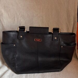 kate spade Black Pebbled Leather Tote with Exterior Pockets